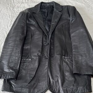 Nicole Miller Classic Black Leather Blazer